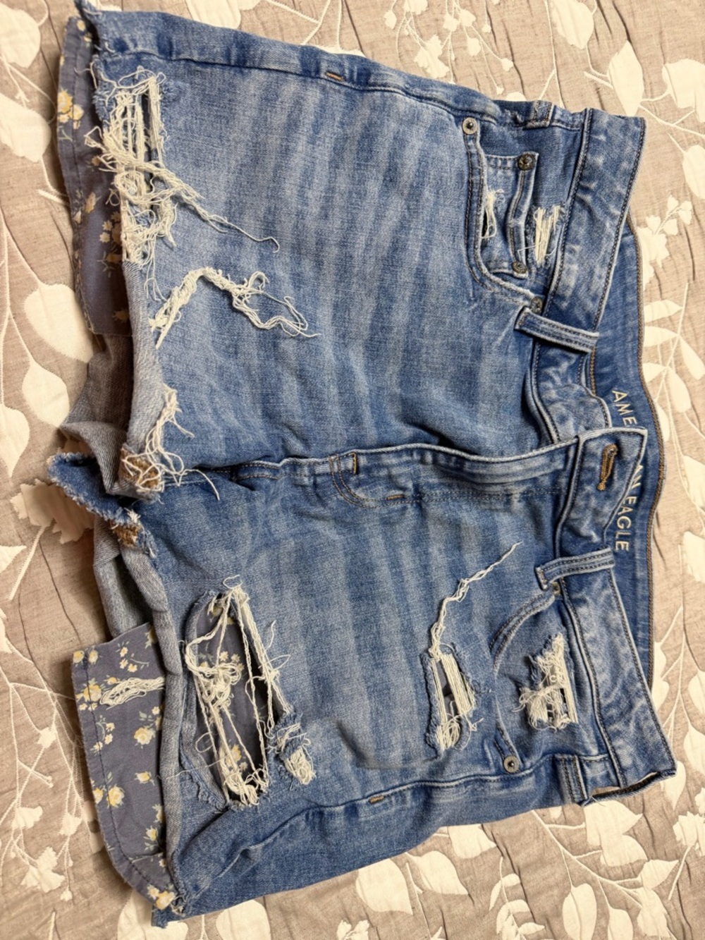 American Eagle Outfitters Distressed Light Blue Jean Shorts